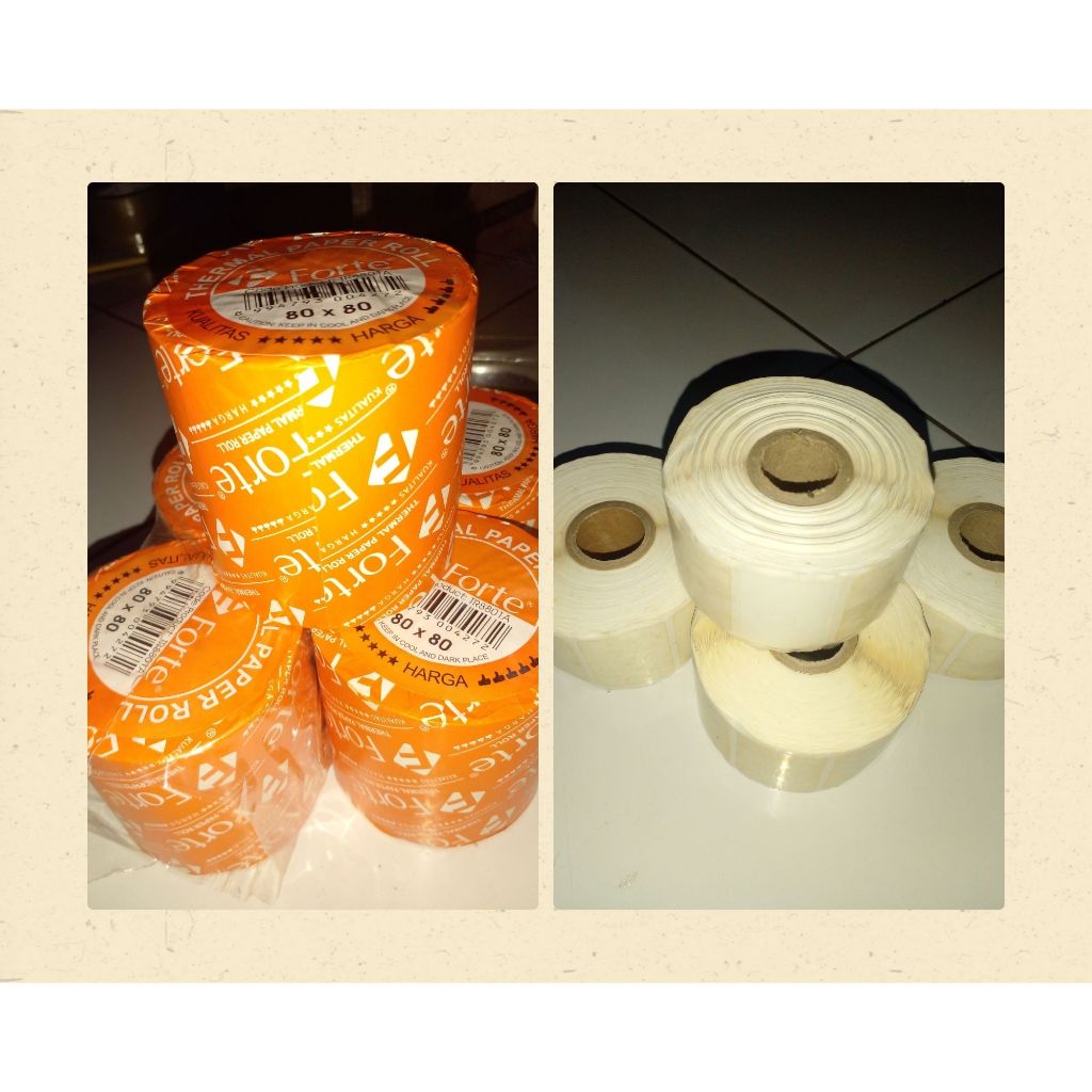 

BUNDLING - (KERTAS TERMAL GULUNG FORTE UKURAN 80 X 80 + Label Thermal)