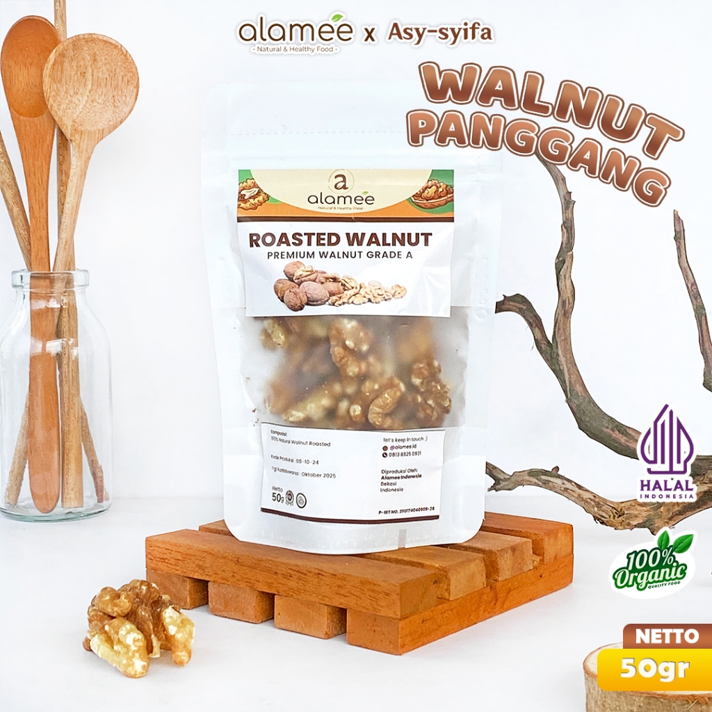 

Walnut Roasted Kacang Panggang Alami Organik Matang Oven Kualitas Premium Ukuran Mini 50gr