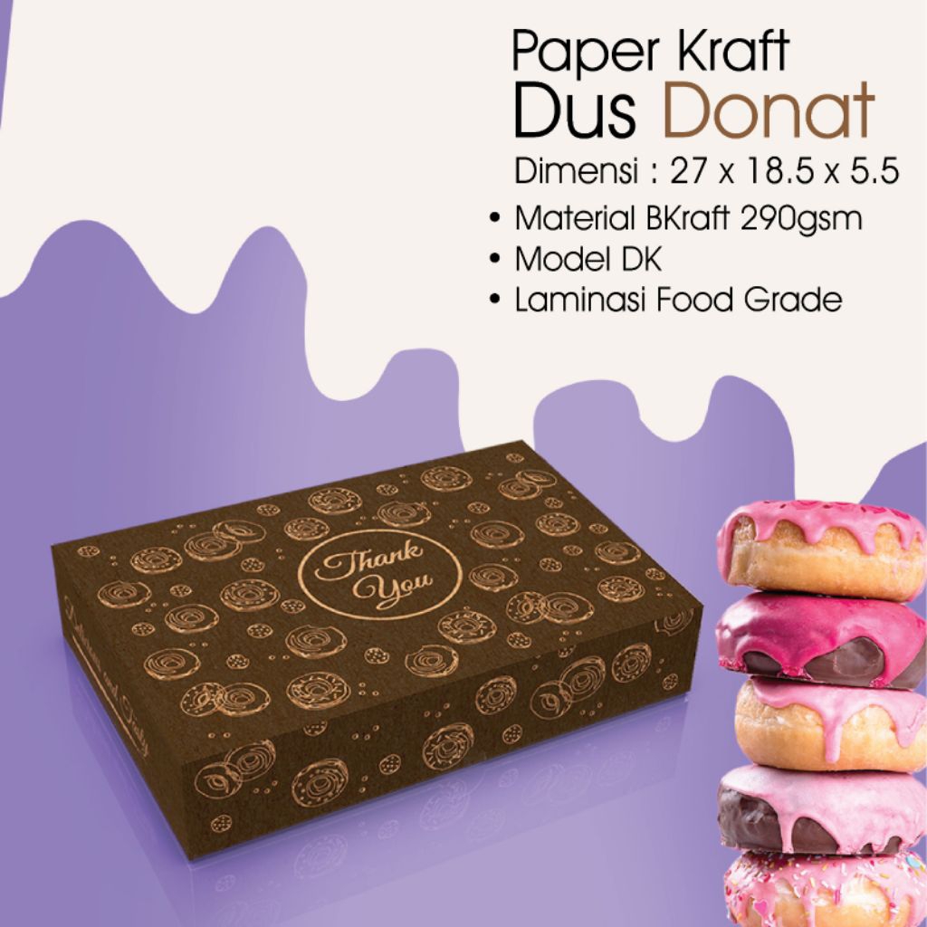 

Dus Donat 27 x 18,5 x 5,5 cm Craft Cetakan Laminasi Foodgrade
