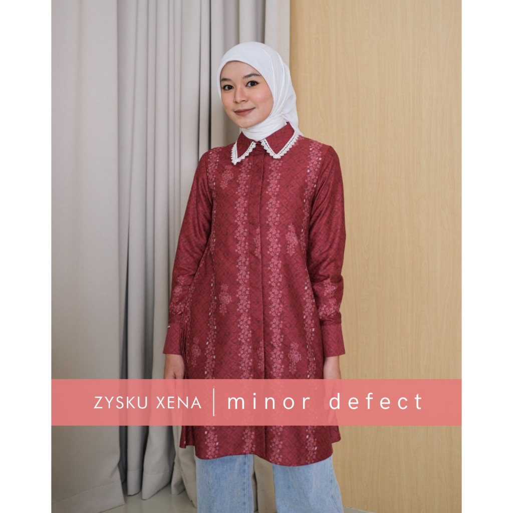 Zysku Xena | Minor Defect | Saka Tunic | Kemeja Tunik Agustusan Kerja Motif Kantor Wanita Lengan Pan