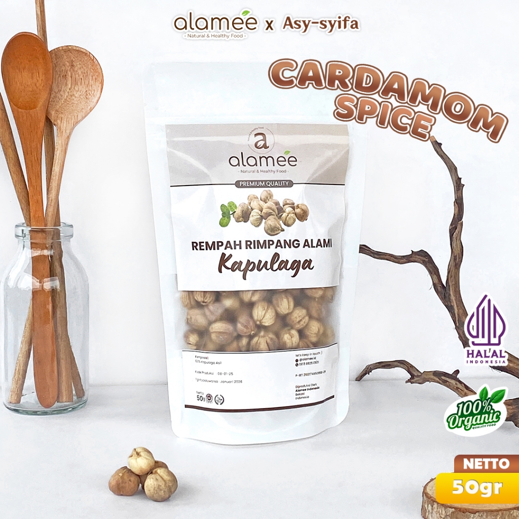 

ALAMEE Kapulaga Kering Lokal Cardamom Kapolaga Kapol Rempah Organik Bumbu Masakan Seasoning 50gr