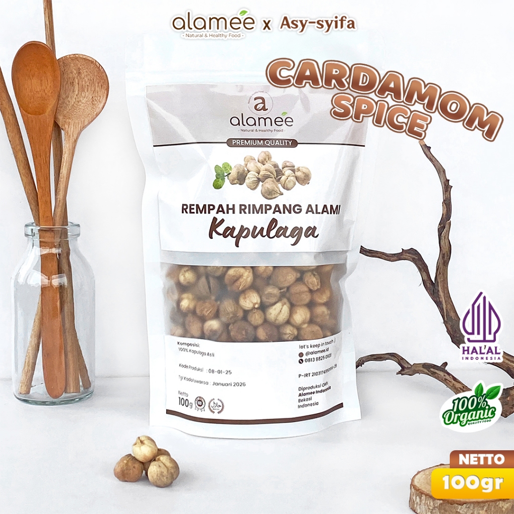 

ALAMEE Kapulaga Kering Lokal Cardamom Kapolaga Kapol Rempah Organik Bumbu Masakan Seasoning 100gr