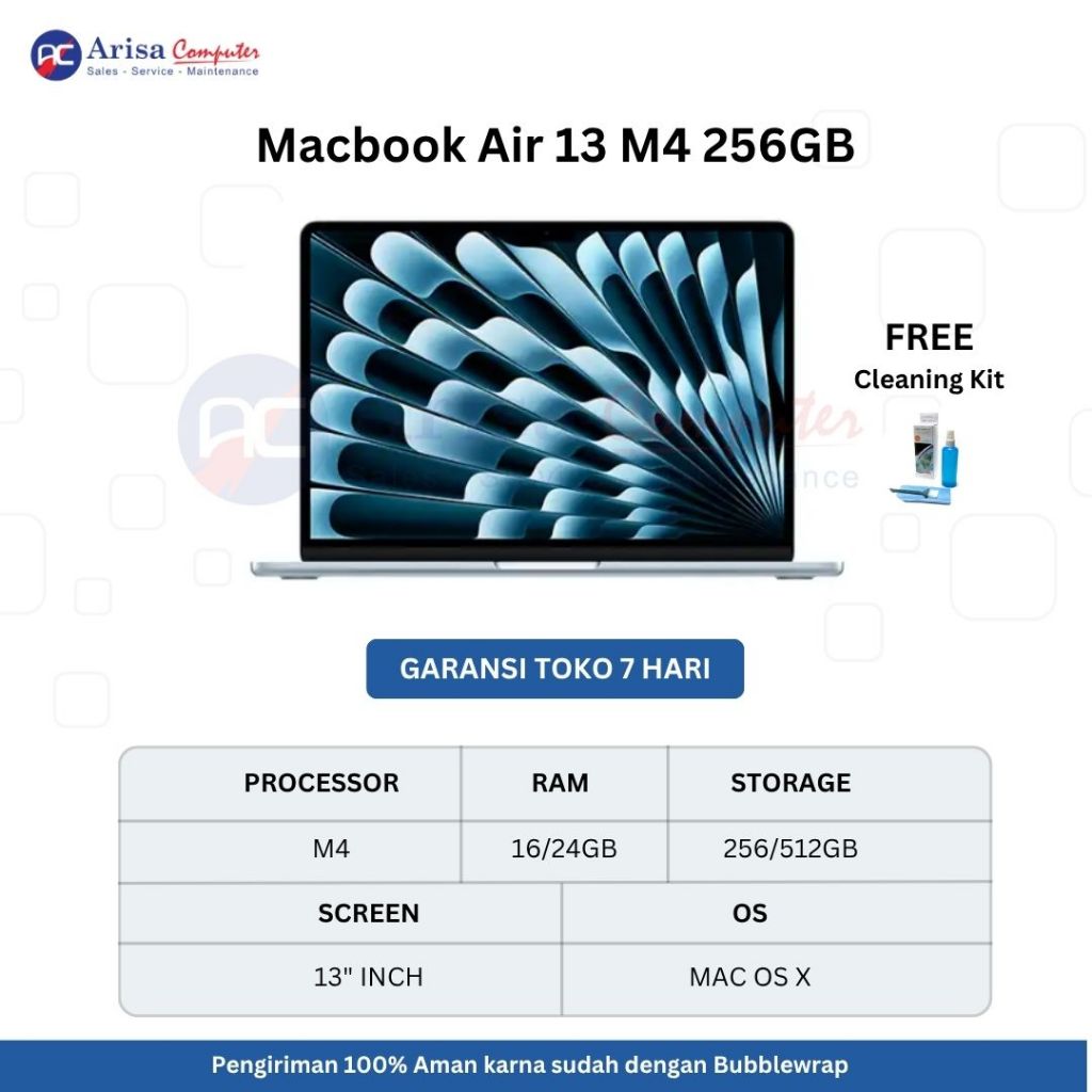 Apple Macbook Air 13 M4 16/24 GB 256/512 GB - Garansi Resmi