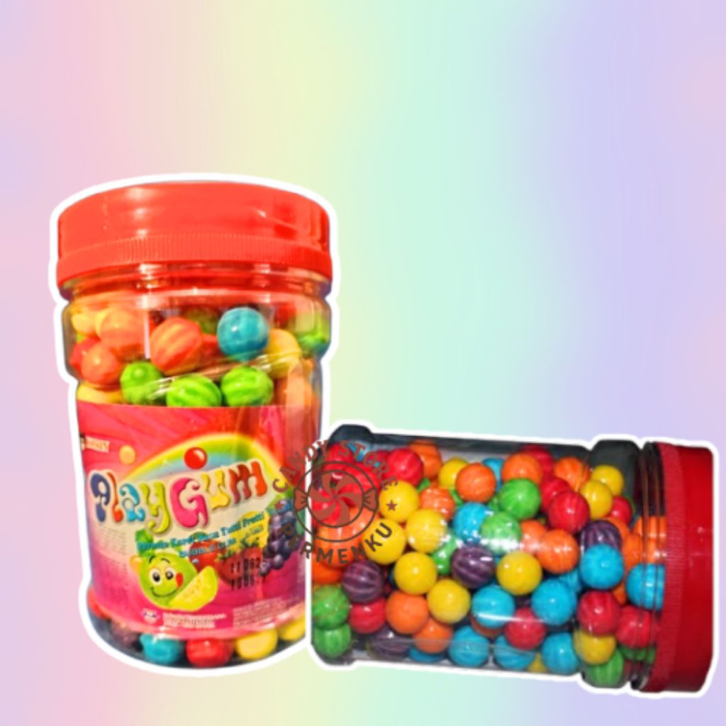 

Play Gum Permen Karet Aneka Rasa Buah (isi 200butir/toples)