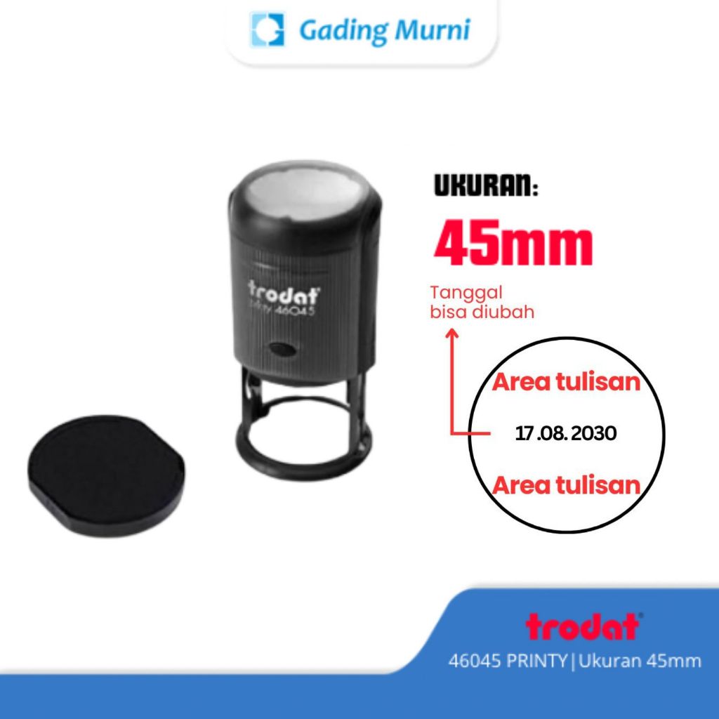 

Stempel Otomatis Bulat dengan tanggal Trodat 46145 - Diameter 45mm | Desain Custom & Tahan Lama
