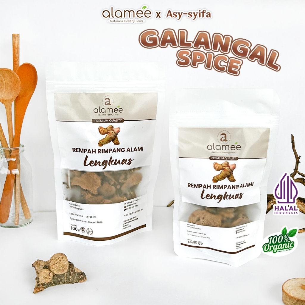

ALAMEE Lengkuas Kering Dried Galangal Rimpang Rempah Organic Alami Bumbu Masakan Dapur Masak 50gr