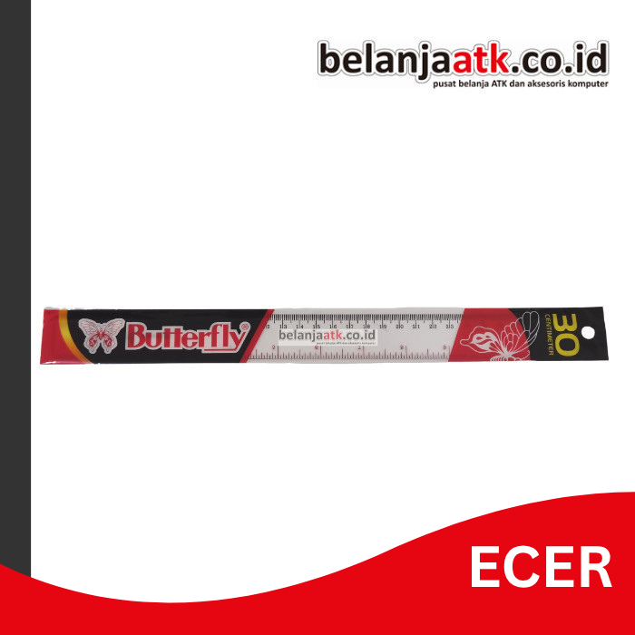 

[ECER] Penggaris Mika 30 cm Butterfly (Bening)