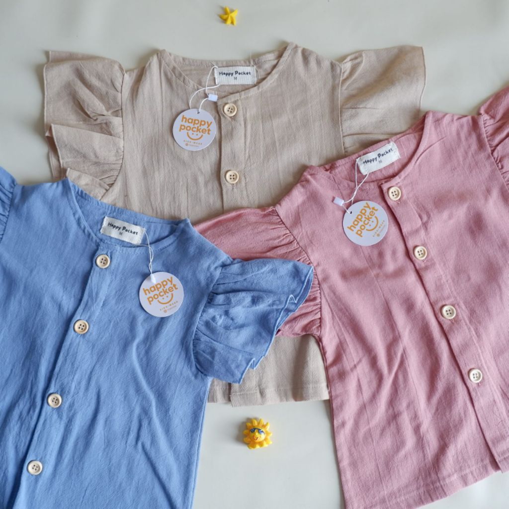 Arasel curly blouse / Blouse anak perempuan 3-6 tahun / Baju kemeja anak perempuan/ atasan anak pere