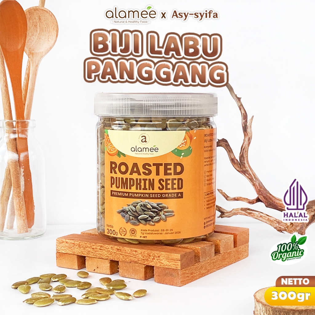 

ALAMEE Roasted Pumpkin Seed Biji Labu Pepita Kupas Panggang Matang Siap Makan Natural 300gr