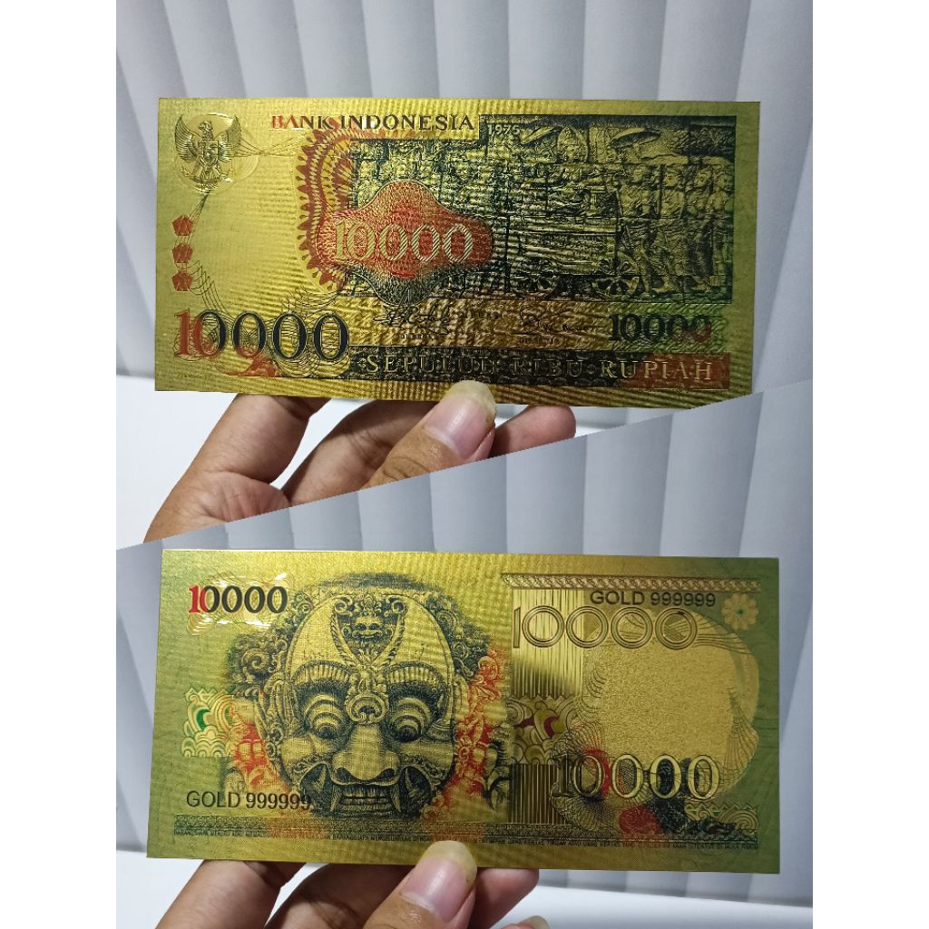 Uang Kuno Gold Foil 10000 Barong Indonesia