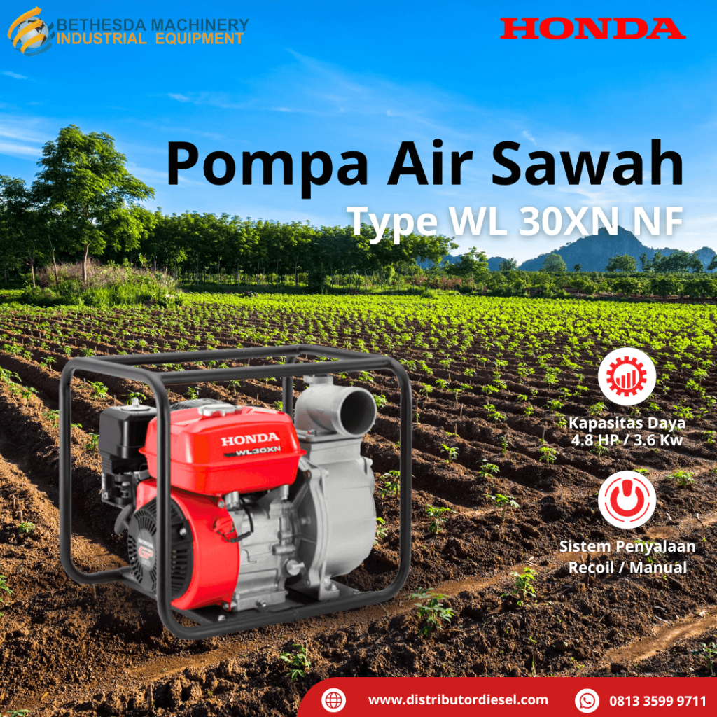 Mesin Pompa Air Irigasi Honda WL 30 XN 3 Inch - Water Pump Honda GP160