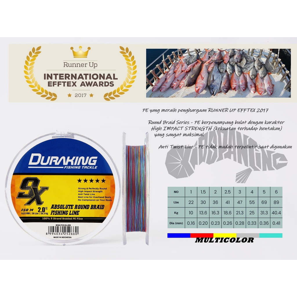 BENANG PE l DURAKING 9X l MULTICOLOR 150M