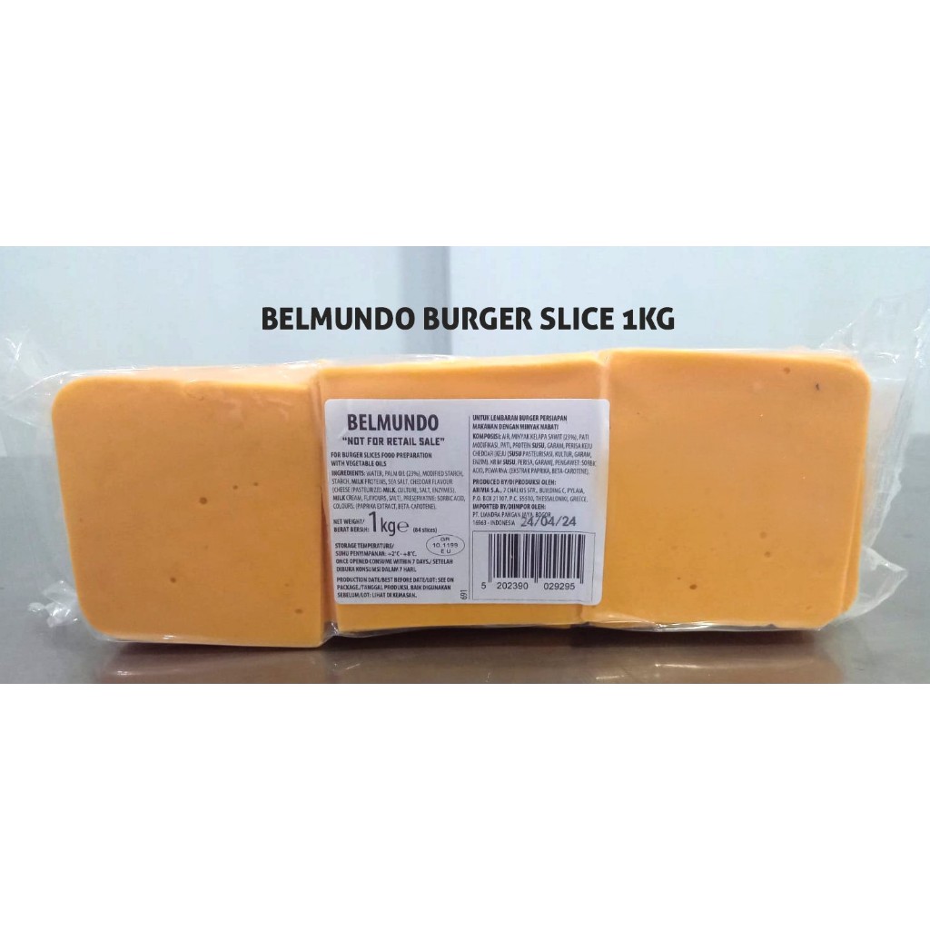 

BELMUNDO Burger Slice Cheese / Keju Slice 1kg isi 84 Slice / Lembar