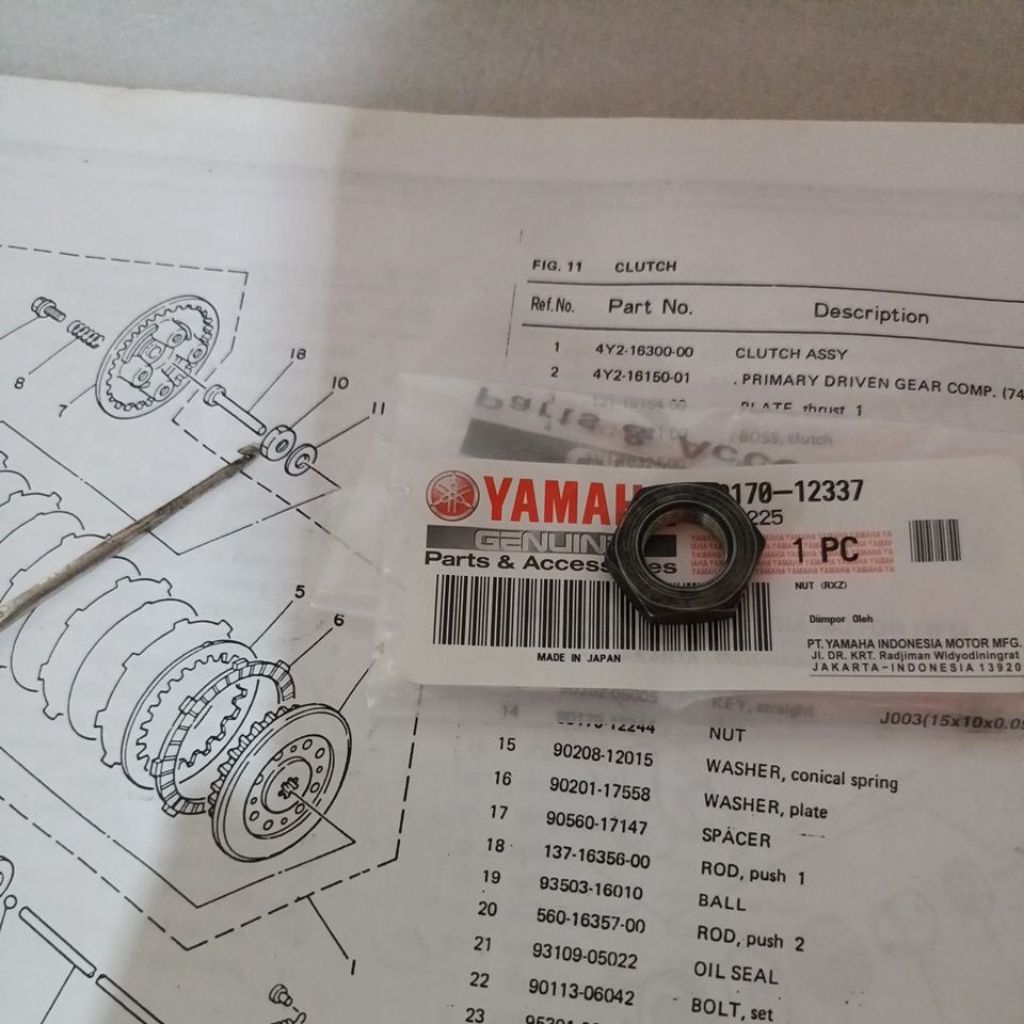 mur rumah kopling rxking / mur kaki 4 kopling rxking , rx spesial , rxz original YGP