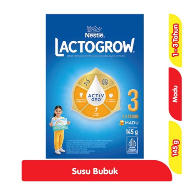 

Nestle Lactogrow 3 Happynutri Susu Pertumbuhan 1 - 3 Tahun Madu 145 g / Lactogrow 3