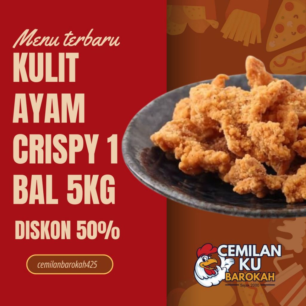 

Kulit Ayam Crispy Original Gurih dan Pedas Daun Jeruk Kemasan 1 Bal (5 kg) - Snacks - Food