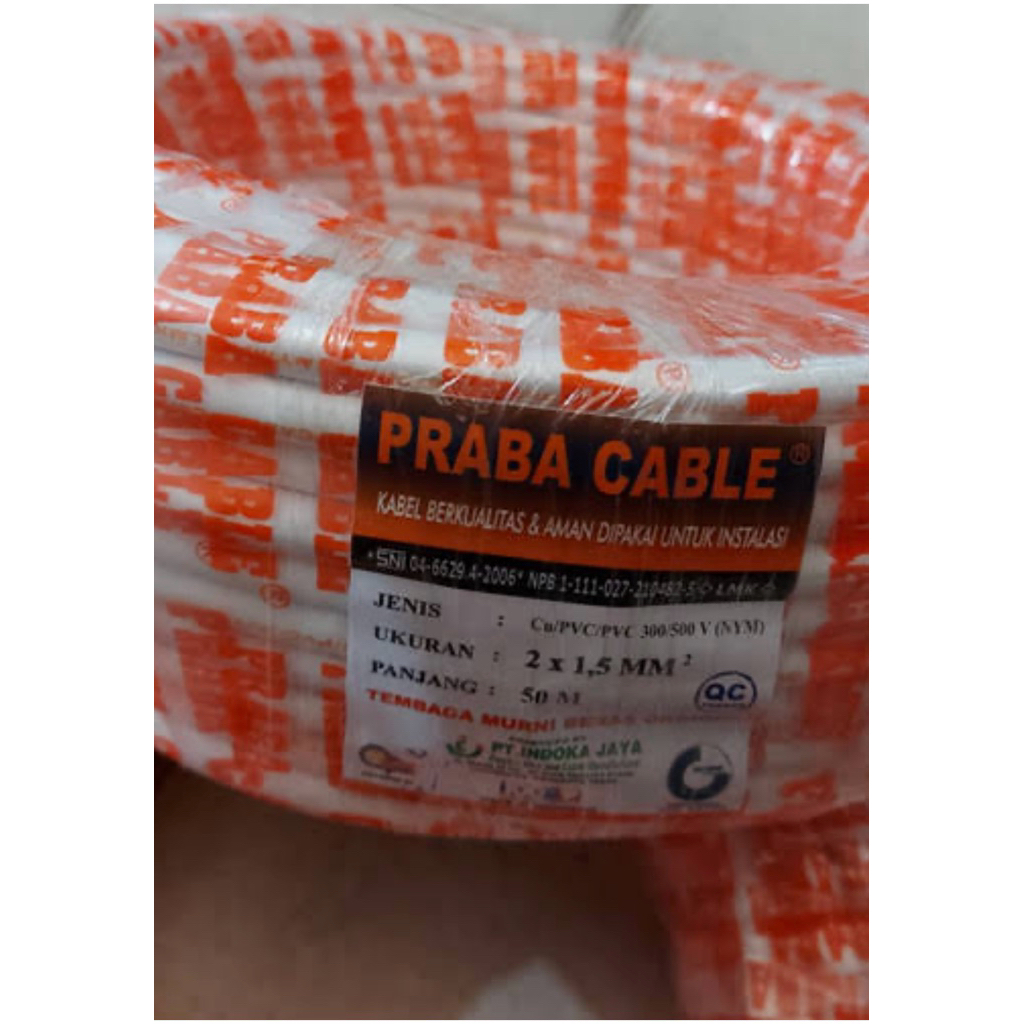 Kabel Praba 2 x 1,5 (meteran)