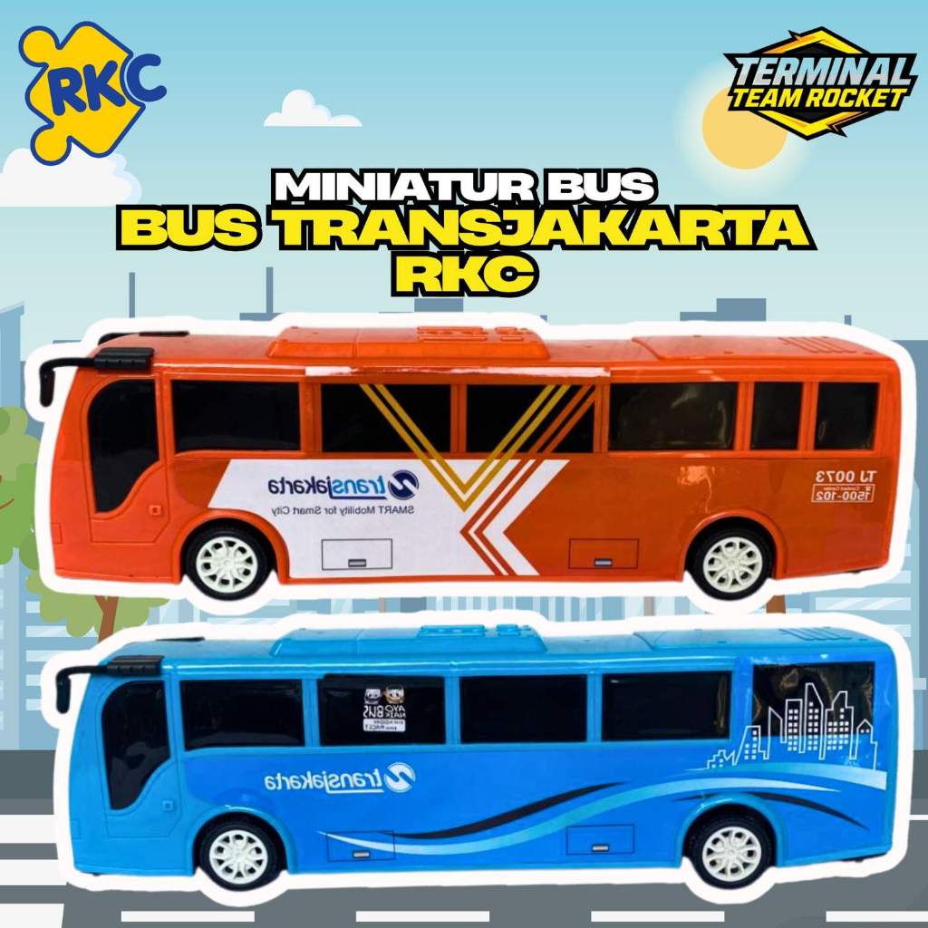 Promo Mainan Bus Transjakarta / Miniatur Bus Plastik Transjakarta | Mainan Bus Miniatur RKC Polos | 