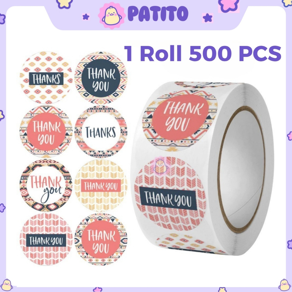 

500 PCS Stiker Label Thank You Aesthetic Bulat 2.5 ST001