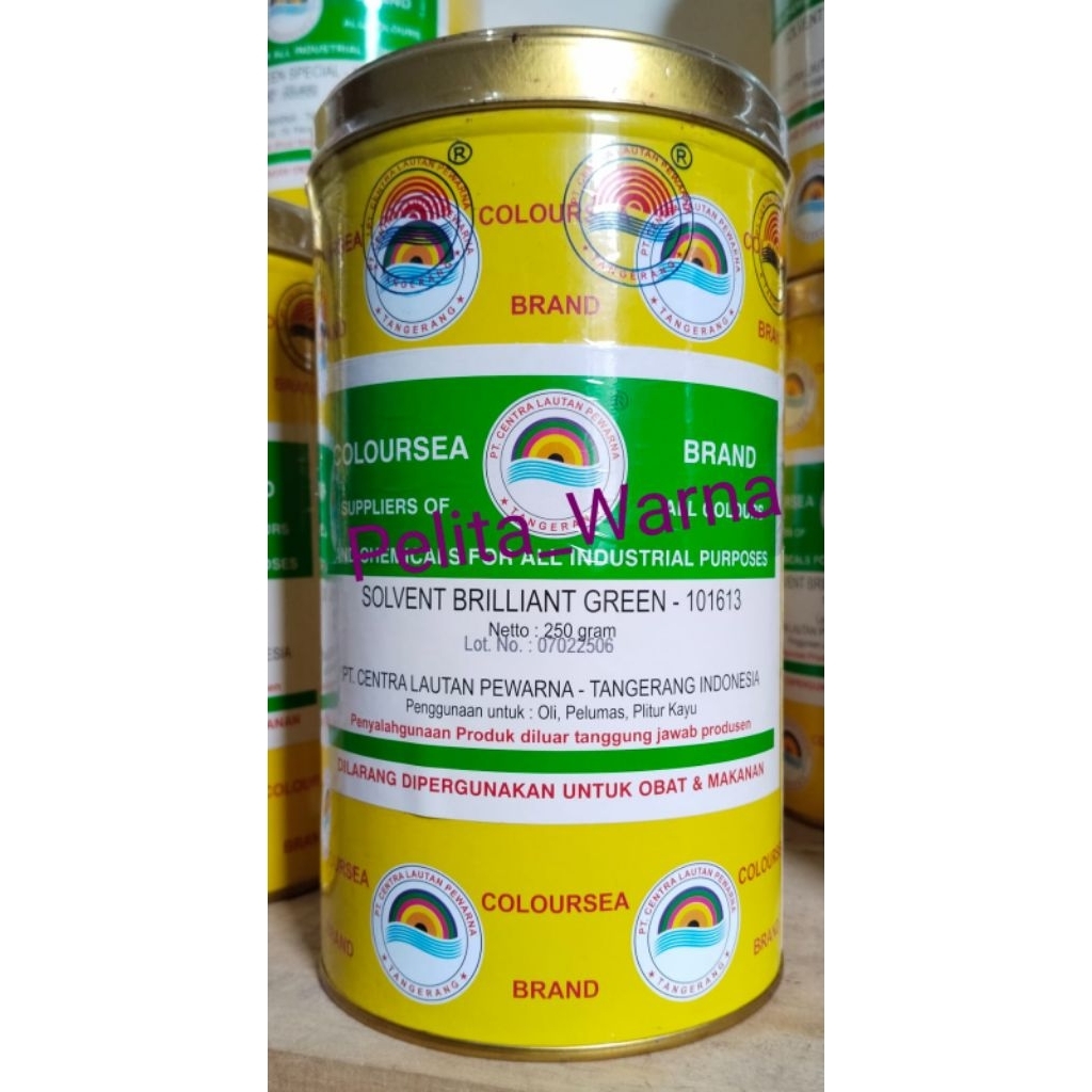 

DIJAMIN ORI !!! Pewarna larut minyak hijau kekuningan/Solvent brilliant green-101613 250gr merek coloursea