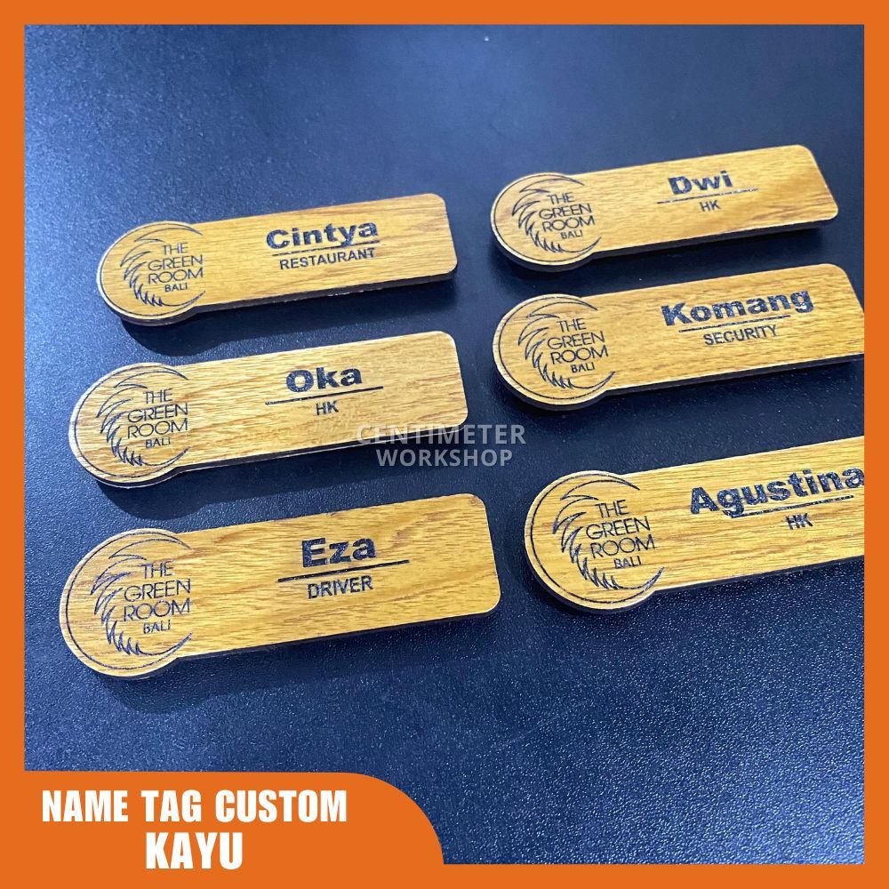 

Centimeter - NameTag Kayu Logo Bulat / Nametag Kayu / Nametag / Magnet