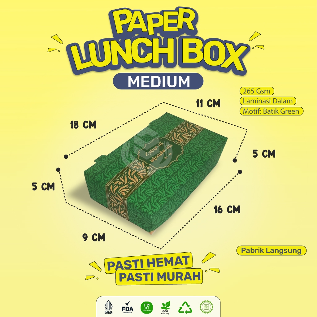 

Paper Lunch Box Medium Lunch Box Medium Bahan 265 Gsm (LB1K151-Laminasi)