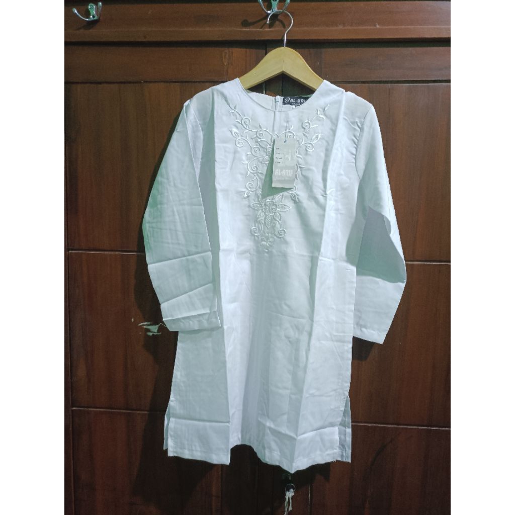 gamis anak perempuan bordir serie warna putih