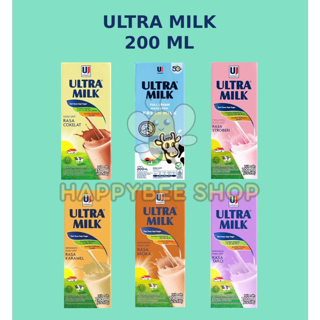 

Ultra Milk UHT 200 ml Full Cream | Cokelat | Stroberi | Taro | Moka | Karamel