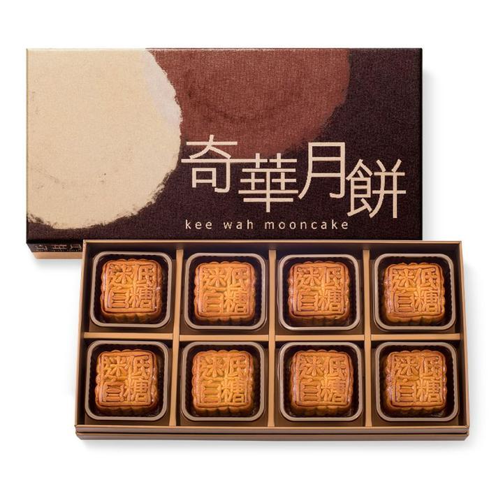

(PO HK) Kue Bulan HK Kee Wah KeeWah HongKong Maltitol Low Sugar Mini White Lotus Seed Paste with Egg Yolk Telur Mooncake isi 8pcs x 30gr