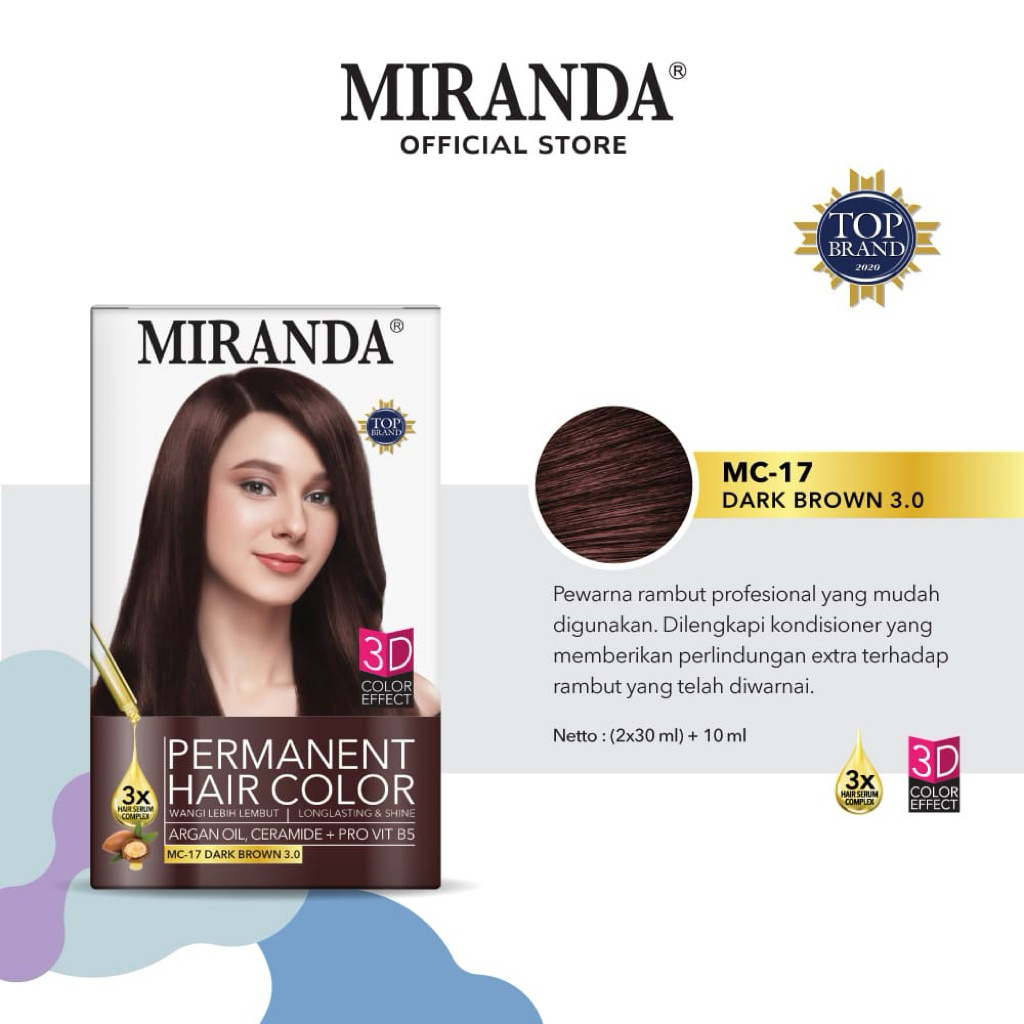 Miranda Permanent Hair Color Dark Brown – Pewarna Rambut Permanen Coklat Tua