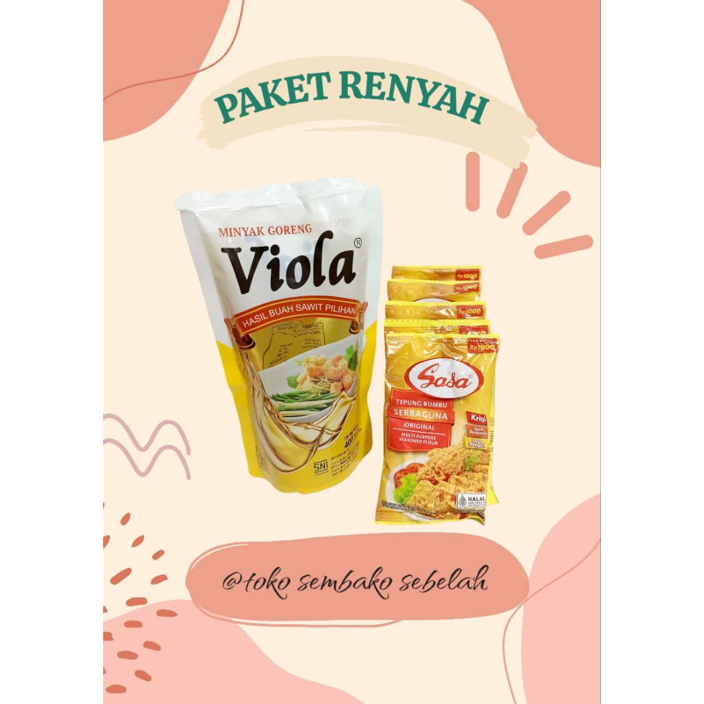 

Paket Renyah Sasa Tepung Bumbu Serbaguna + Minyak Goreng Viola 400ml