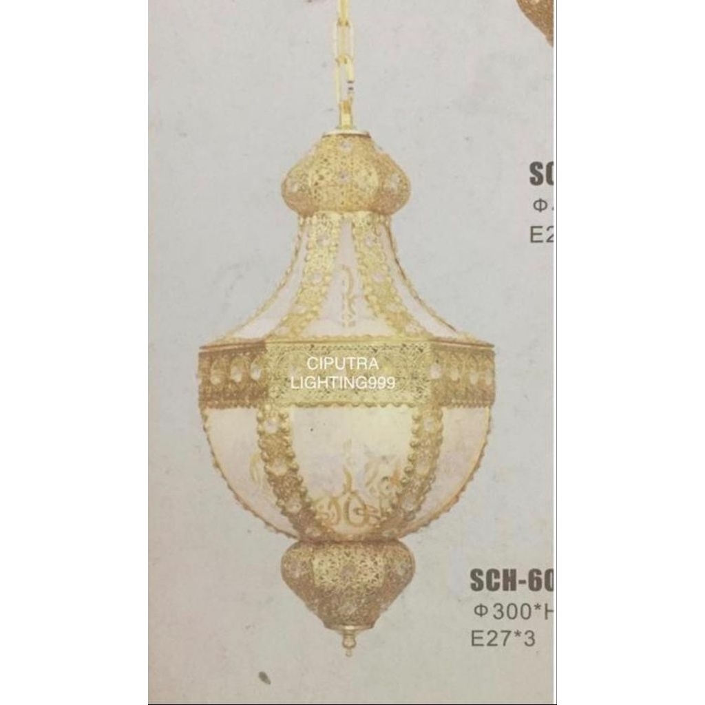 LAMPU GANTUNG HIAS KLASIK NABAWI TURKI TERAS RUANG TAMU DIAMETER 40 CM 4 LAMPU MEWAH