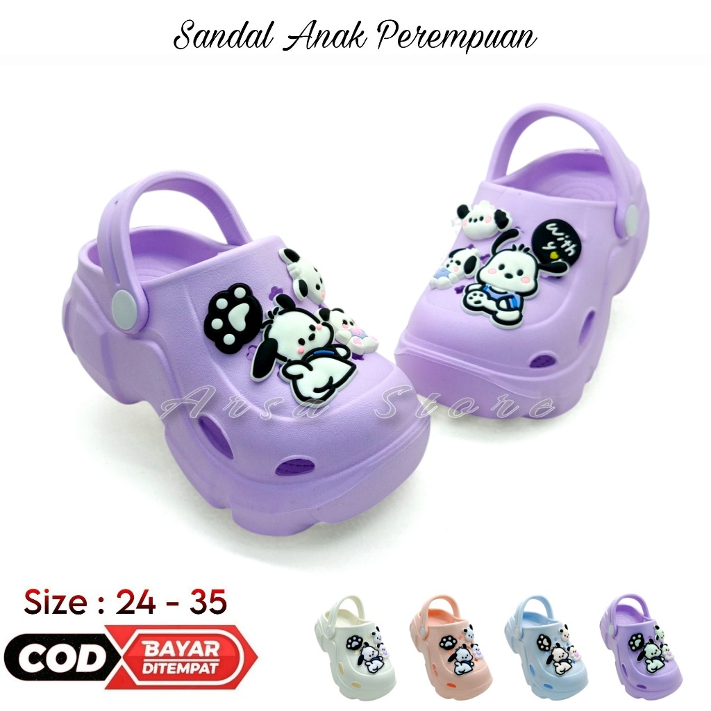 Sandal Baim Anak Cewek Tali Belakang Karakter Snopy / Sendal Selop Anak Perempuan Umur 1-9 Tahun