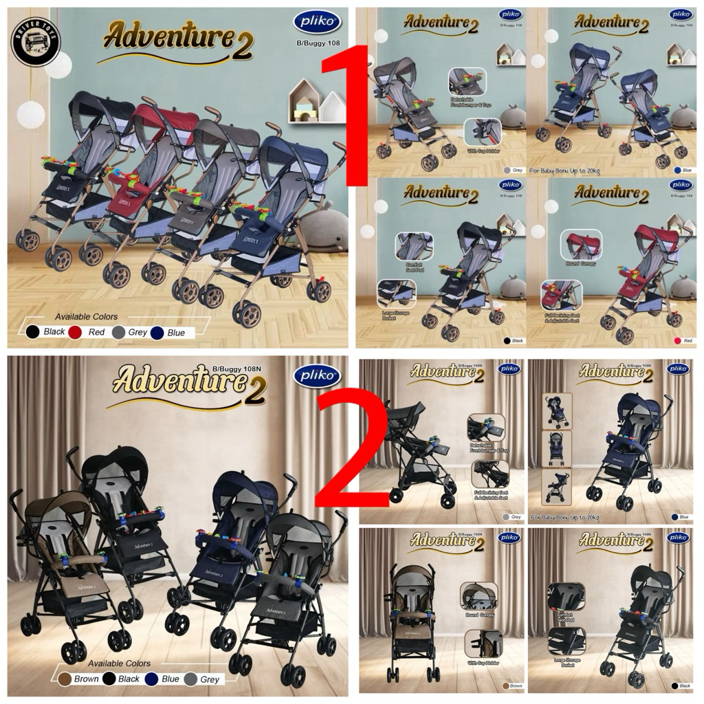 Stroller Bayi PLIKO Adventure 2 BARU STROLLER PLIKO ADVENTURE 2 / Pliko Adventure 108 Kereta Dorong 