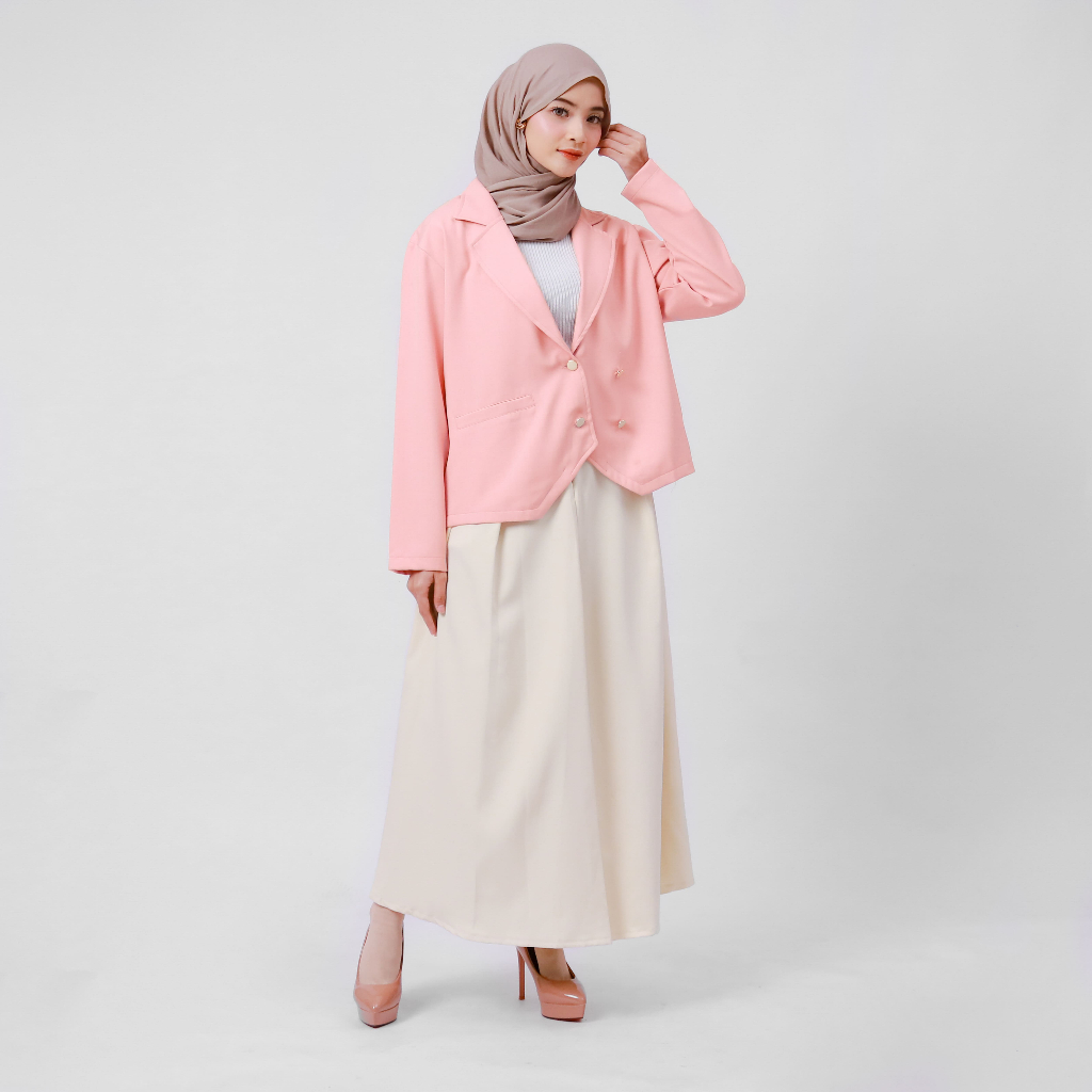 Blazer Wanita Polos Softpink Premium – Ayzel Shevory | Blazer Semi Formal Hijab Elegan