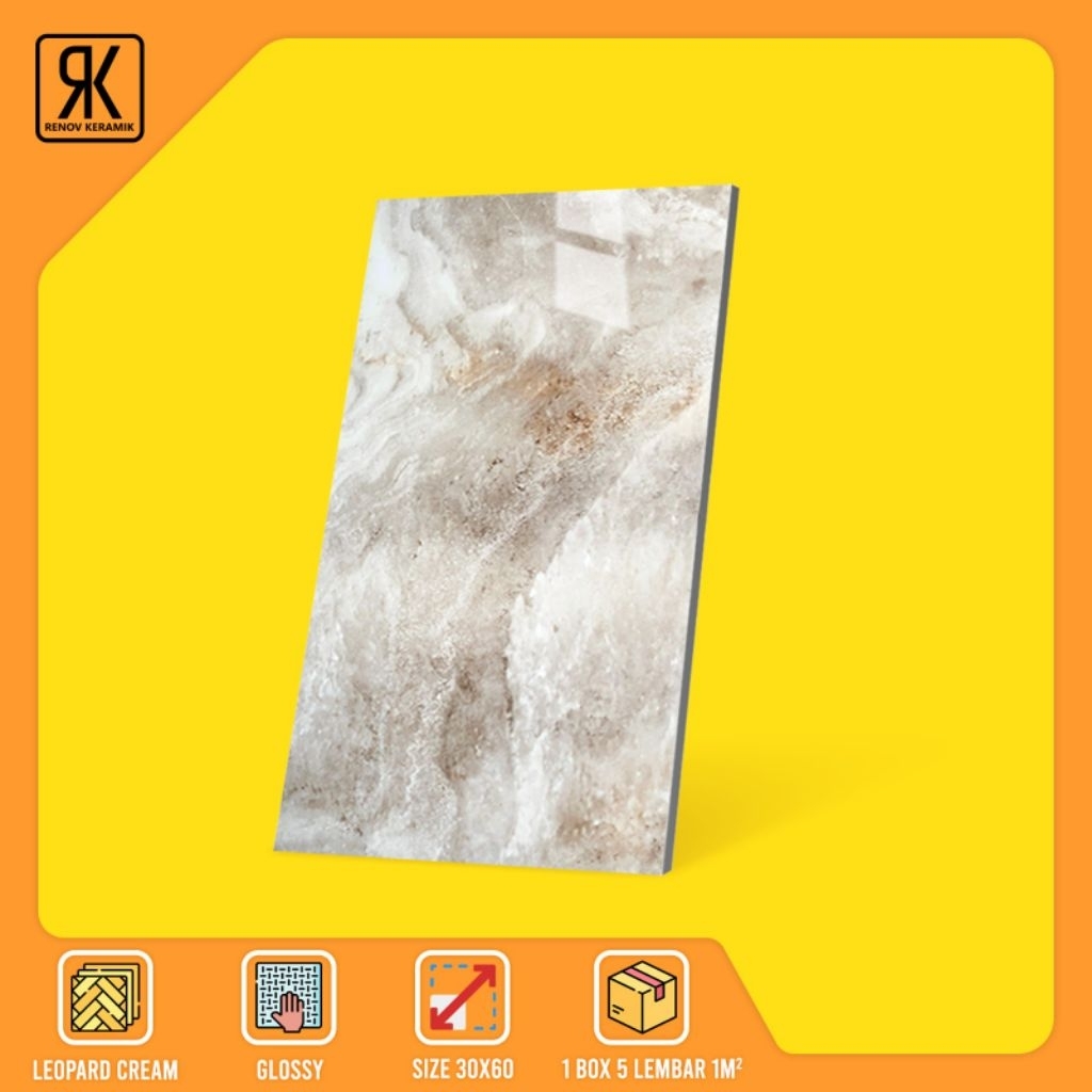 Keramik Dinding Glossy Leopard Cream 30x60
