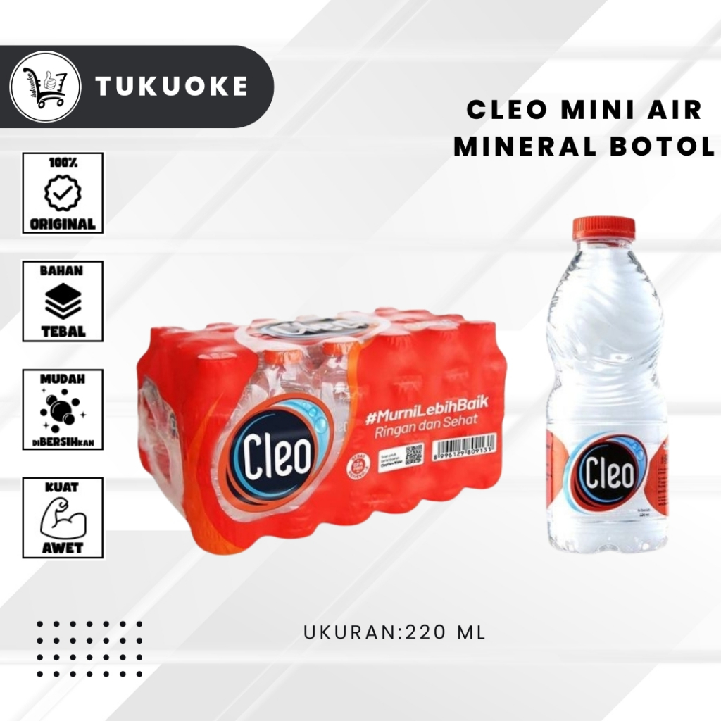 

CLEO MINI AIR MINERAL BOTOL 220ML ISI 24 BOTOL AIR MINERAL CLEO HIGIENIS SEHAT MERK CLEO 220 X 24PCS