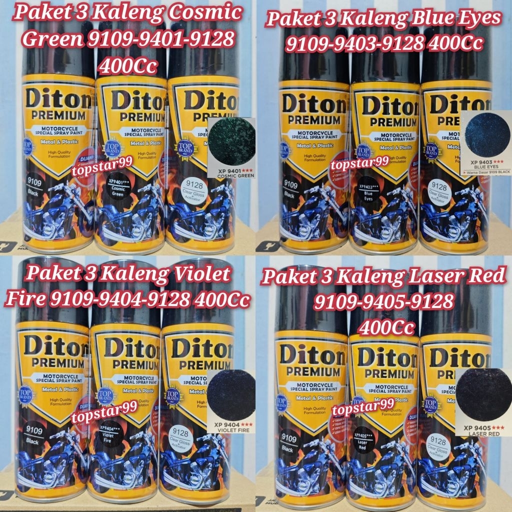 Promo Pilok Pylox Cat Diton Premium Varian Xirallic Paket 3 Kaleng Cosmic Green 9401 Black 9109