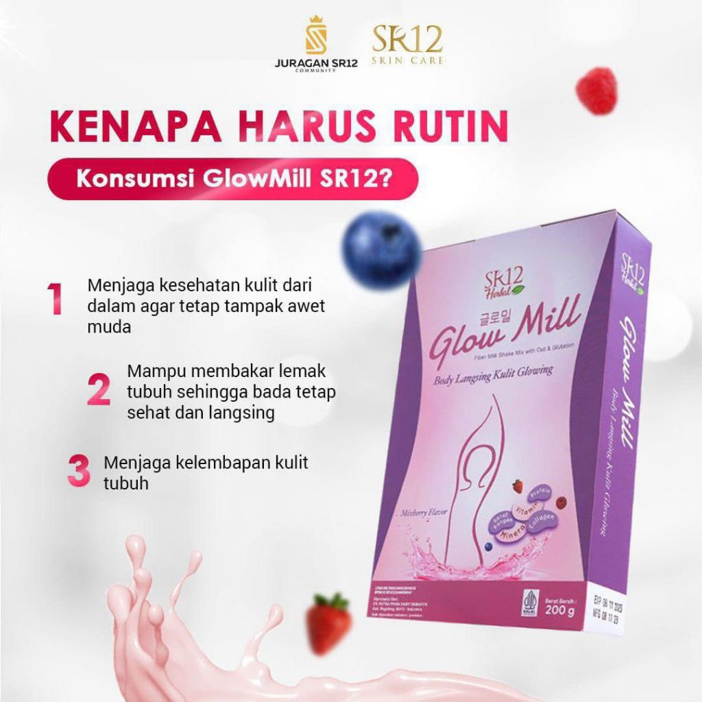 

GLOW MILL SR12 Minuman Susu Bubuk Rasa Mixberry