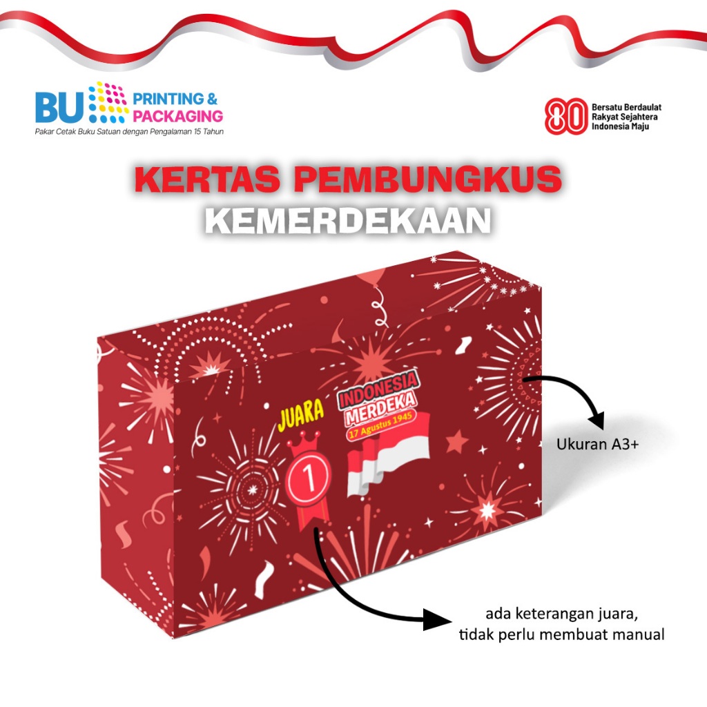 

Kertas Kado Kemerdekaan Custom Desain | Bungkus Hadiah 17 Agustus - HUT RI