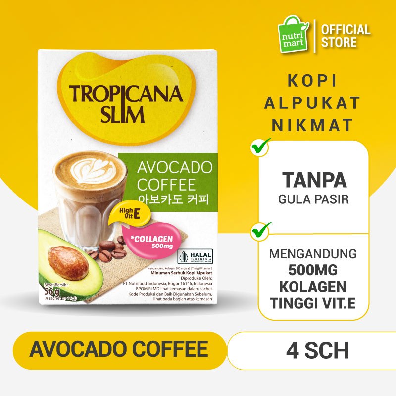 

Tropicana Slim Avocado Coffee 4 Sachet - Kopi Susu Nikmat Tanpa Gula Pasir