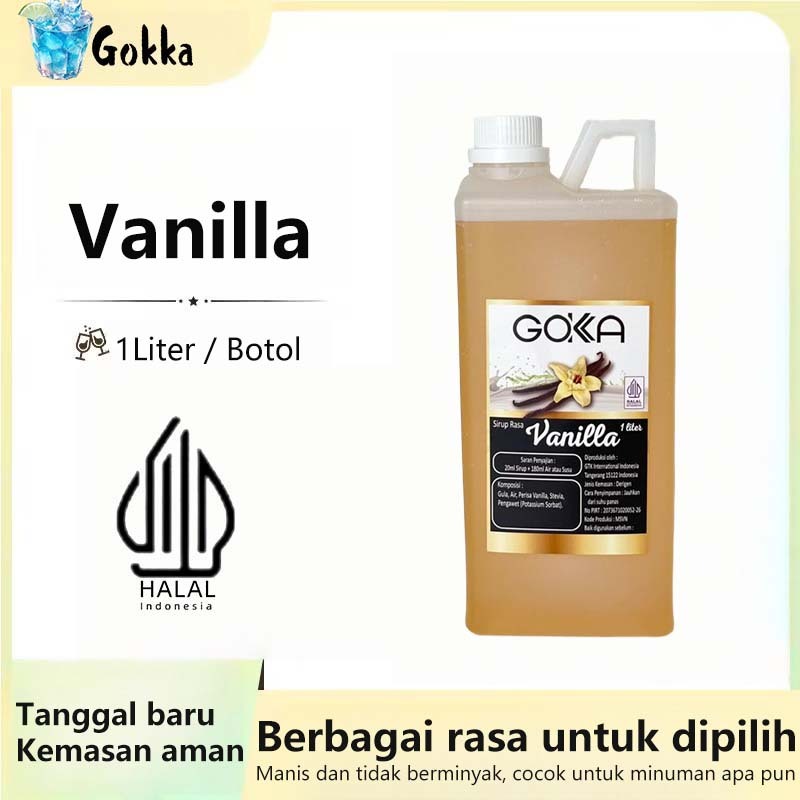 

GOKKA Sirup Minuman Rasa Vanilla 1L Syrup / Sirup Vanilla Sertifikasi Halal