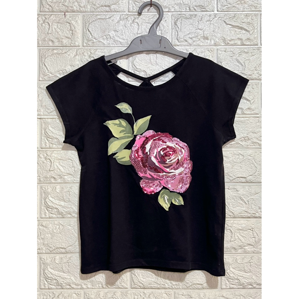 T-shirt / Kaos Anak Perempuan Rose Original The Children’s Place Black Preloved