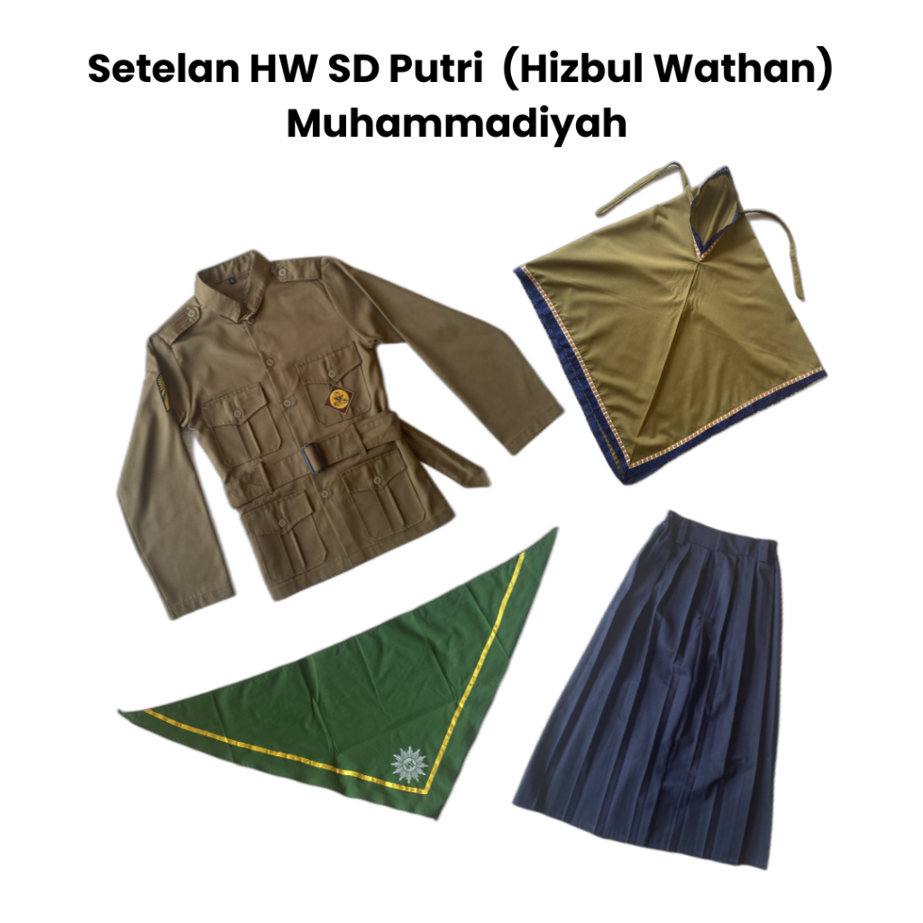 Setelan Seragam HW (Rok) Putri SD / Hizbul Wathon / Muhammadiyah Fashion