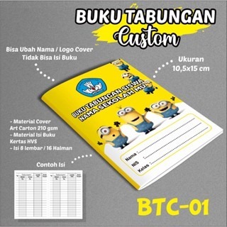 BUKU TABUNGAN CUSTOM ANAK/BUKU TABUNGAN LUCU/BUKU TABUNGAN KARTUN