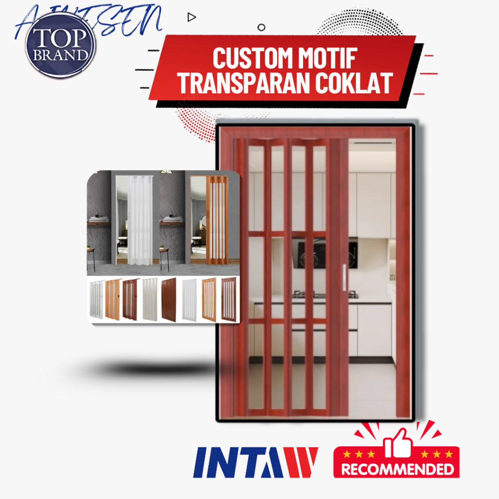 PINTU LIPAT PVC KACA MOTIF TRANSPARAN/ PINTU GESER/PENYEKAT RUANGAN/ PINTU LIPAT PVC / FOOLDING DOOR