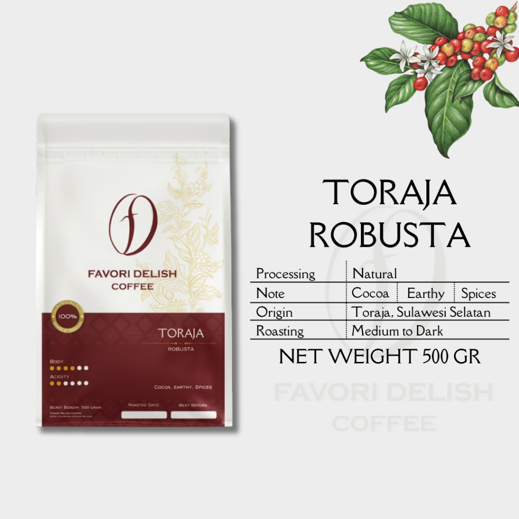 

FD Coffee| Kopi Robusta Mamasa Toraja Natural Roast Bean 500 gr/ Biji Kopi Robusta Toraja