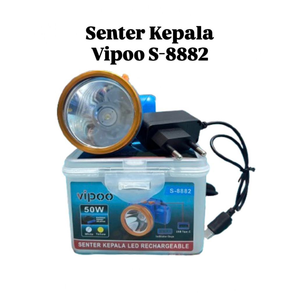 Senter Kepala LED Vipoo S-8882 50Watt/Jual Senter Kepala Murah