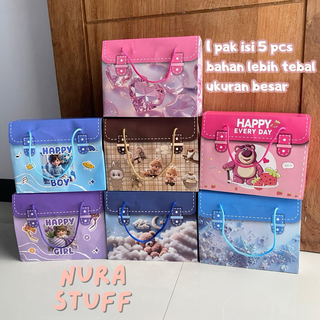 

5 Paperbag Ulang Tahun ukuran besar / Goodie Bag Ulang Tahun / Tas Hadiah Sovenir Ulang Tahun
