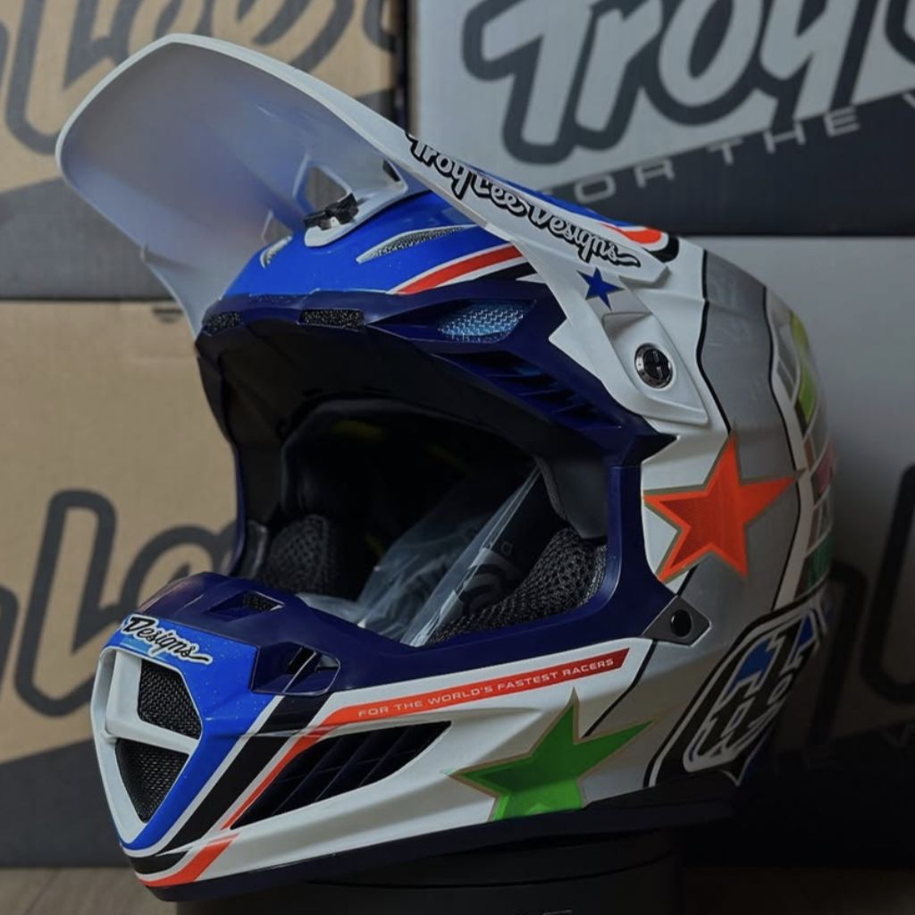 Helm TLD Troy Lee Design SE 4 Rays White Blue